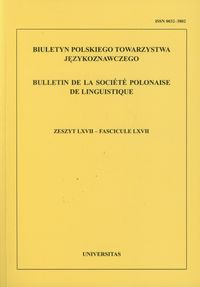 Biuletyn Polskiego Towarzystwa Językoznawczego Tom 66