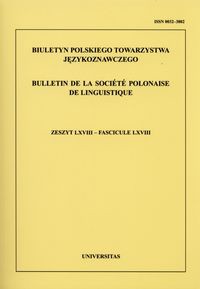 Biuletyn Polskiego Towarzystwa Językoznawczego Zeszyt 68