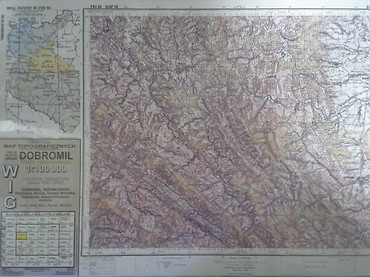 Reedycja cyfrowy wydruk mapy topograficznej WIG Dobromil 1:100 000