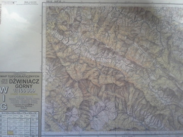 Reedycja cyfrowy wydruk mapy topograficznej WIG Dźwiniacz Górny 1:100 000