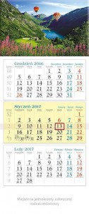 Kalendarz 2017 trójdzielny Balony KT03