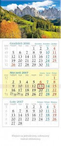Kalendarz 2017 trójdzielny Dolomity KT05