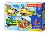 Puzzle x 4 - Zabawne pociągi CASTOR
