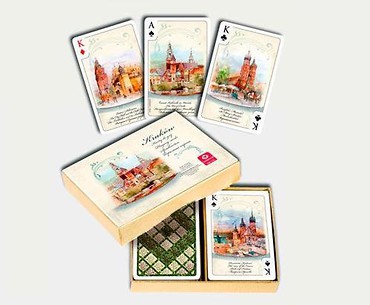 KRAKÓW AKWARELE - komplet brydżowy 2x55 kart