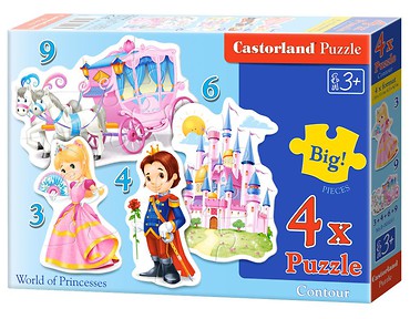Puzzle x 4 Kontur - World of Princesses CASTOR