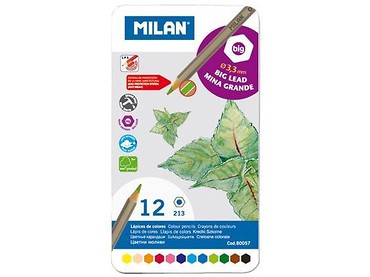 Kredki ołówkowe metalizowane 12 kolorów MILAN