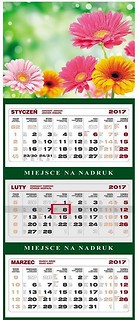 Kalendarz 2017 Ścienny Trójdzielny Kwiaty