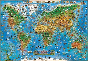 Mapa ścienna dla dzieci. Zwierzęta świata (tuba)