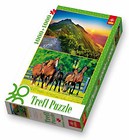 Puzzle 1000x2 Zachód słońca / Stado koni TREFL