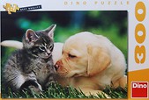 Puzzle 300 Kot i pies na trawie DINO