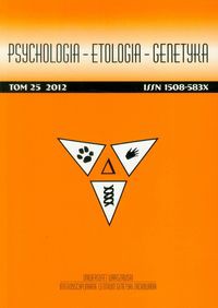 Psychologia Etologia Genetyka Tom 25