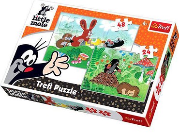 Puzzle 2w1 Krecik Zabawy na polanie TREFL