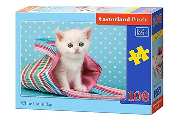 Puzzle 108 Biały Kociak w torbie CASTOR