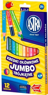 Kredki ołówkowe trójkątne Jumbo 12 kolorów ASTRA