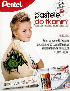 Kredki Pastele do tkanin 7 kol. z workiem PENTEL