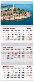 Kalendarz 2017 Ścienny Trójdzielny Wyspa