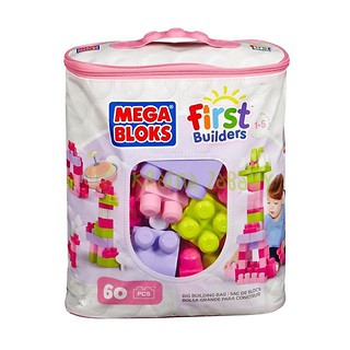 Mega Bloks Duża ECO torba z klockami różowa