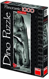 Puzzle 1000 Panorama Słonie DINO