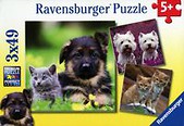Puzzle koty i psy 3x49