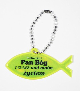 Zawieszka odblaskowa. Rybka - Pan B&oacute;g czuwa...