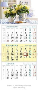 Kalendarz tr&oacute;jdzielny 2018 - Kwiaty KT17