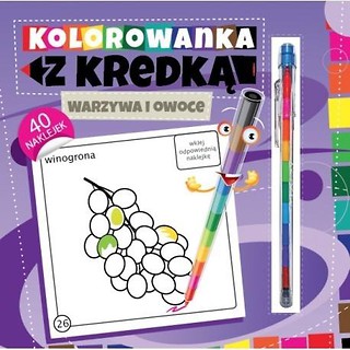 Kolorowanka z kredką - Warzywa i owoce