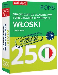 250 ćwiczeń/250 zagadek słownictwo. Włoski 2w1