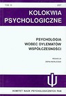 Kolokwia Psychologiczne nr 16 Psychologia wobec dylematów współczesności